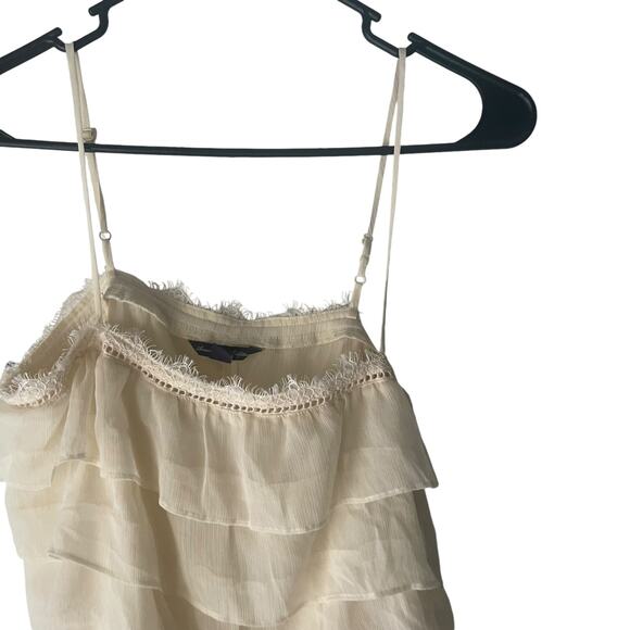 American Eagle Size Small Cream Ivory Lace Tiered Ruffle Babydoll Top - Picture 2 of 9